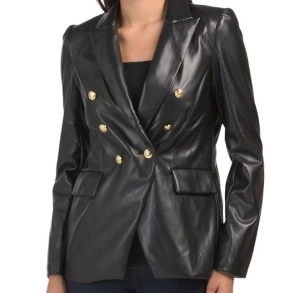 Rachel Zoe Leather Black Blazer Blogger Fav - Picture 2 of 7
